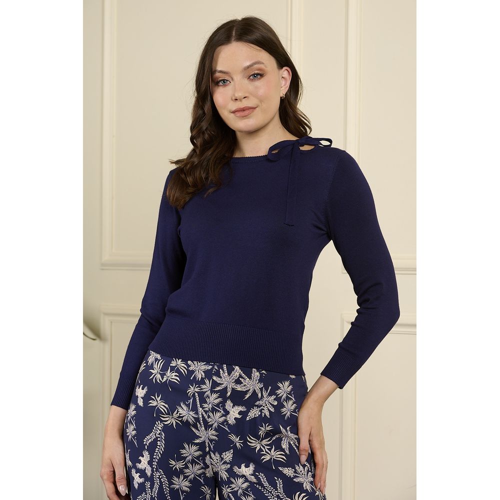 Banned - Bella Bow Jumper - Dark blue